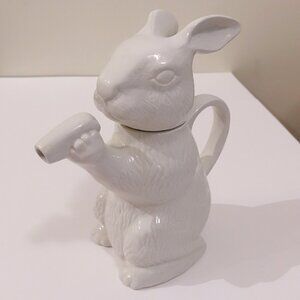 Vintage White Bobtail Rabbit Teapot by H.J Wood Made in England